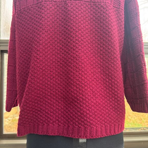 VTG Women Knit Sweater S Textured Cherry Burgundy Boxy Blouse Bobbie Brooks Fall - Picture 7 of 13